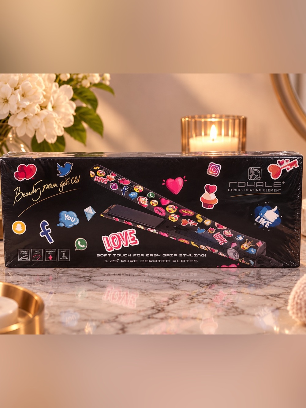 Royale Emoji Love Ceramic Flat Iron 1.25”